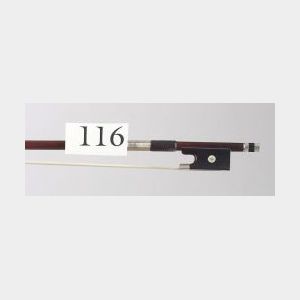 French Silver Mounted Violin Bow, possibly August Barbe for Gand & Bernardel