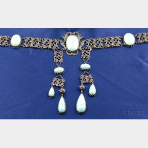Art Nouveau Silver and Turquoise Choker Necklace