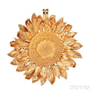 18kt Gold Sunflower Pendant, Asprey
