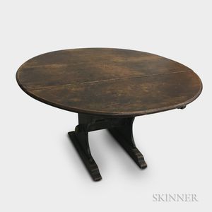 Black-painted Pine Shoe-foot Hutch Table