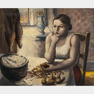 Gaston Longchamp (French/American, 1894-1986) Woman Peeling Pears