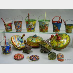 Fifteen Lithographed Tin Toys