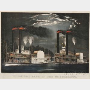 Currier & Ives, publishers (American, 1857-1907) Midnight Race On The Mississippi.