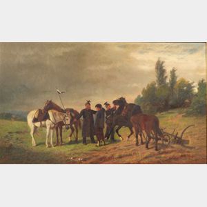 William (Carl Wilhelm) Hahn (German/American, 1829-1887) Prussian Soldiers Taking Plowhorses