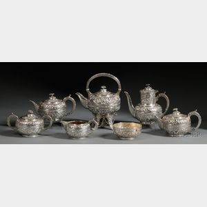 Seven Piece Gorham Sterling Repousse Tea and Coffee Service