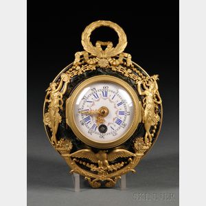 Diminutive Louis XVI-style Green Marble and Gilt-bronze Wall Timepiece
