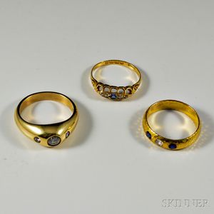 Three Gold Gem-set Rings