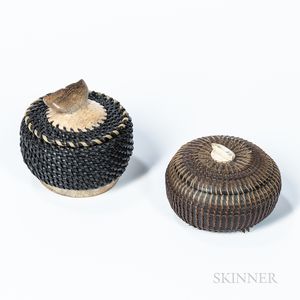Two Eskimo Baleen-lidded Baskets