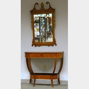 Schmieg & Kotzian Regency-style Inlaid Mahogany Console Table and Mirror