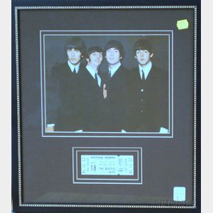 Framed August 18, 1966 Beatles at Suffolk Downs Concert Ticket