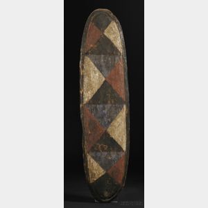 Mongo Region Polychrome Carved Wood Shield