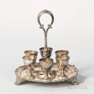 Victorian Sterling Silver Egg Stand with Six Egg Cups