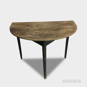 Country Green-painted Pine Demilune Console Table