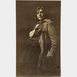 Wilde, Oscar (1854-1900) Signed Contemporary Photograph of an Oscar Wilde Impersonator, San Francisco, c. 1882.