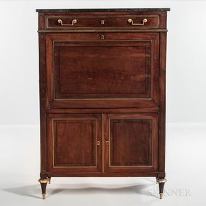 Directoire-style Mahogany Brass-mounted Secretaire a Abattant