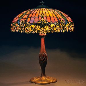 Mosaic Glass Table Lamp Attributed to Duffner & Kimberly