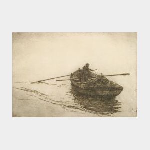 Lot of Two Seafaring Prints: Sears Gallagher (American, 1869-1955),Rowing the Dory