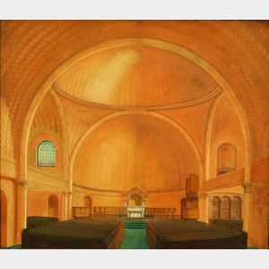 American School, 20th Century Architectural Rendering of a Church Interior