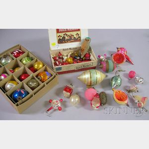 Collection of Fifty-two Late 19th/Early 20th Century Painted Glass Christmas Ornaments.