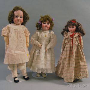 Three German Bisque Head Dolls