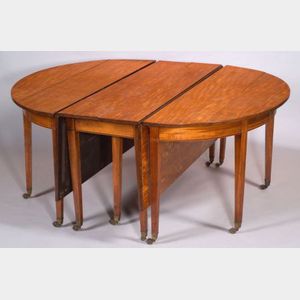 Fine and Rare George III Satinwood Three Part Banquet Dining Table