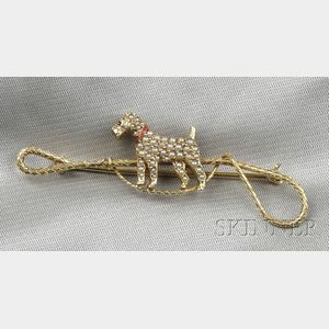 Art Nouveau 14kt Gold and Seed Pearl Brooch, Sloan & Co.