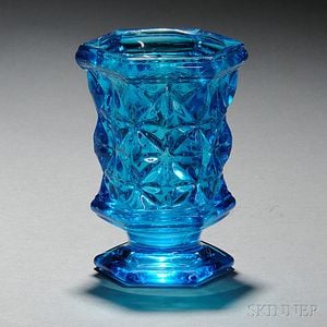 Sapphire Blue Pressed Glass Spoon Holder