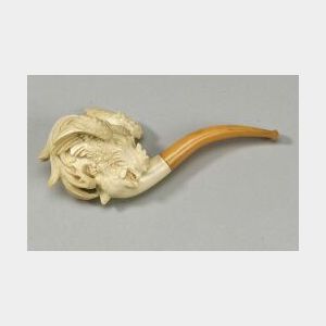 Meerschaum Pipe Carved with Fox and Rooster