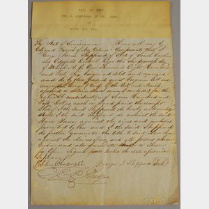 1846 Handwritten New Orleans, Louisiana Slave Sale Receipt