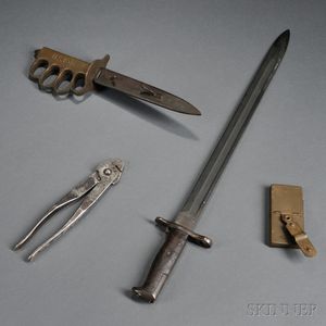Bayonet, Trench Knife, Pliers, and Trench Mirror