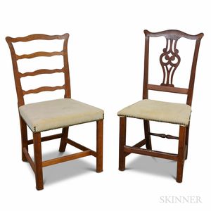 Two Chippendale Upholstered Side Chairs