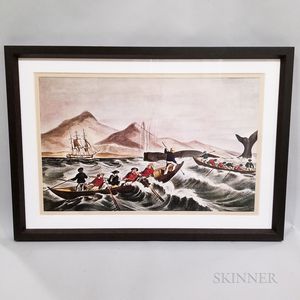 Framed Photo-reproduction of a Whaling Lithograph