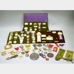 Collection of Approximately Fifty-nine Badges, Pins, and Medals