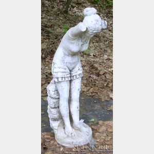 Italian Carved White Marble Figure of a Bather