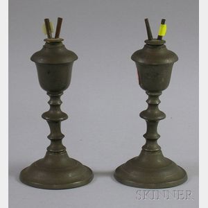 Pair of F. Porter Pewter Fluid Lamps