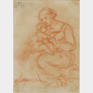 Attributed to Egisto Rossi (Italian, c. 1824-1899) Seated Mother and Child
