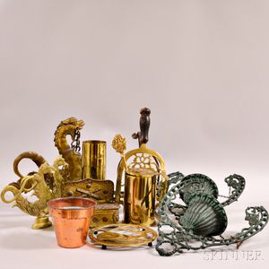 Twelve Mostly Brass Decorative Accessories. 
