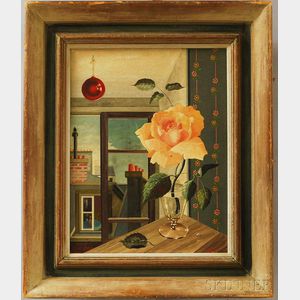 Rotislaw Racoff (Polish, 1904-1982) Still Life with Rose by a Window.