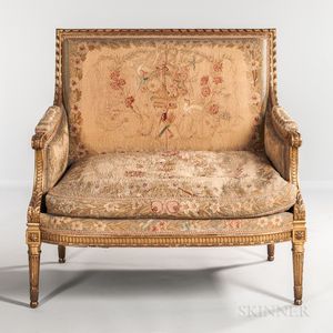 Louis XVI-style Giltwood and Tapestry-upholstered Canape