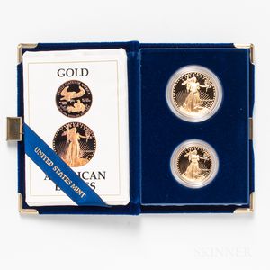 1987 American Gold Eagle $50 and $25 Two-coin Proof Set. 