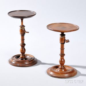Two Adjustable Turned Wood Lamp Stands