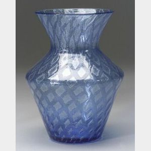 Steuben Blue Silverina Glass Vase