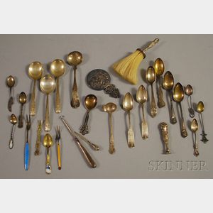 Group of Mostly Sterling and Coin Silver Spoons and Accessories