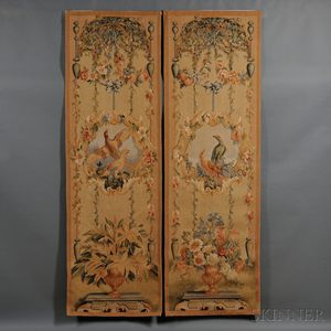 Two Neoclassical-style Machine-woven Wool Tapestry Panels