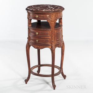 Louis XV-style Marble-top Walnut Stand