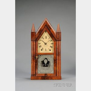 Mahogany Sharp Gothic or "Steeple Clock" by Brewster & Ingrahams