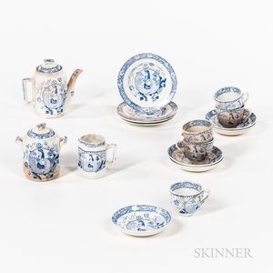 Blue and White Transfer-decorated Child's Tea Service