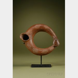 Pre-Columbian Pottery Serpent Vessel