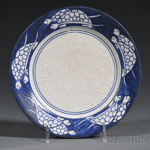 Dedham Pottery Double Back Turtle Plate