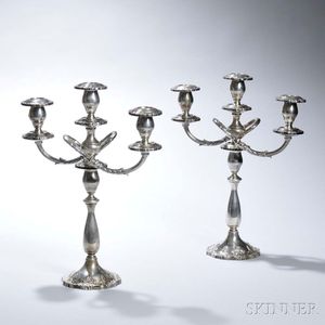 Pair of Fisher Sterling Silver Convertible Three-light Candelabra